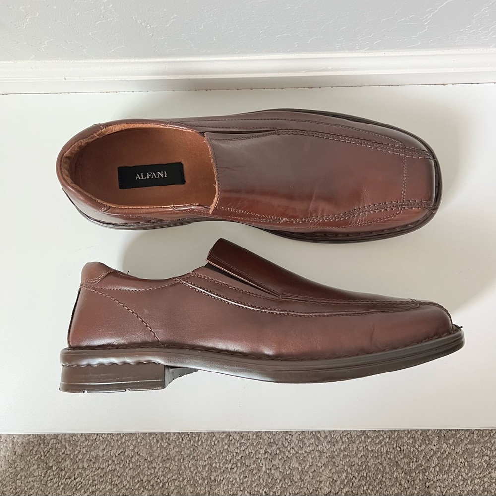 Alfani Men’s Brown Leather Slip-On Loafers 11M